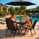 Conjunto com Mesa 4 Cadeiras e Guarda Sol 180CM Riviera para Jardim CASA LYS