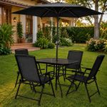 Conjunto com Mesa 4 Cadeiras e Guarda Sol 180CM Riviera para Jardim CASA LYS