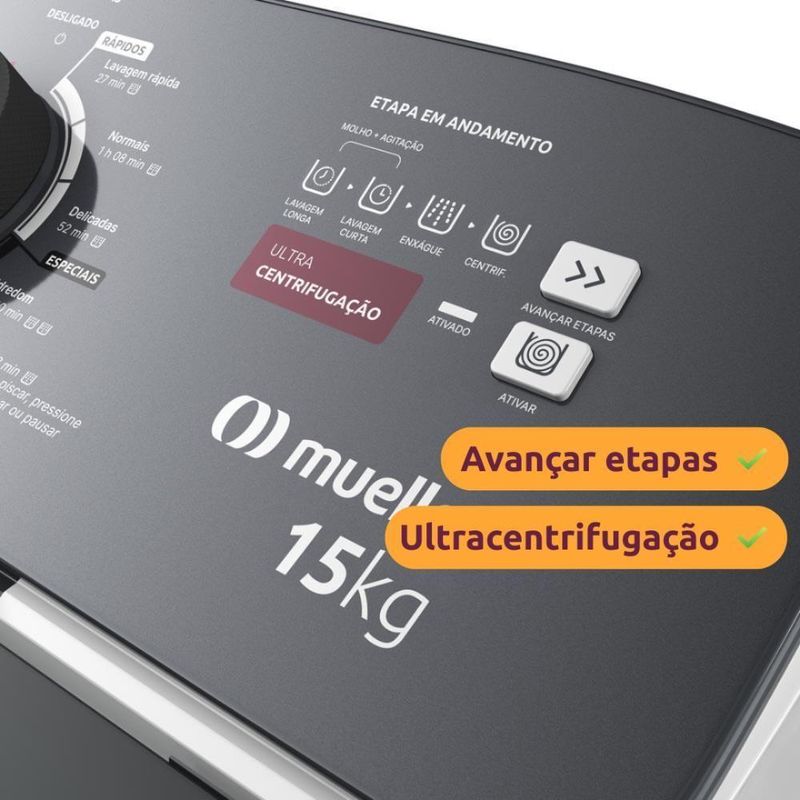 Máquina de Lavar Mueller MLA15 15kg Automática com Ultracentrifugação Branco 110V