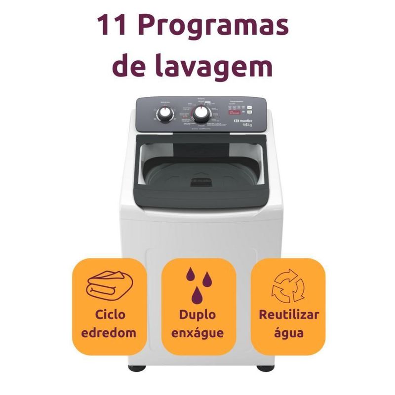 Máquina de Lavar Mueller MLA15 15kg Automática com Ultracentrifugação Branco 110V