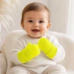 Kit 2 Pares Luva para Bebê 13x10cm Tecido Flexível Cinza Amarelo Bene Casa