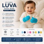 Kit 2 Pares Luva para Bebê 13x10cm Tecido Flexível Cinza Amarelo Bene Casa