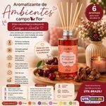 Aromatizante de Ambientes Campo Flor Perfuma Continuamente com Varetas Difusoras Transparente 250ML