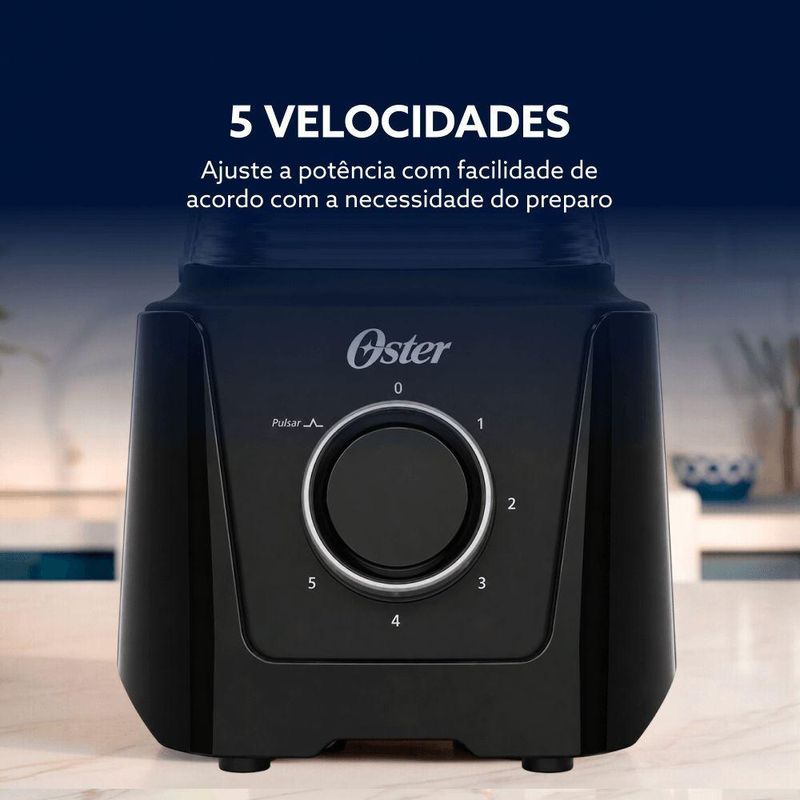 Liquidificador Oster OLIQ450-127 1100W 3,3L Preto 5 Velocidades 110V