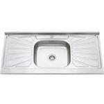 Pia Monobloco Inox 120CM de Embutir Aço Inox Concreto Aerado Acetinado Ghel Plus