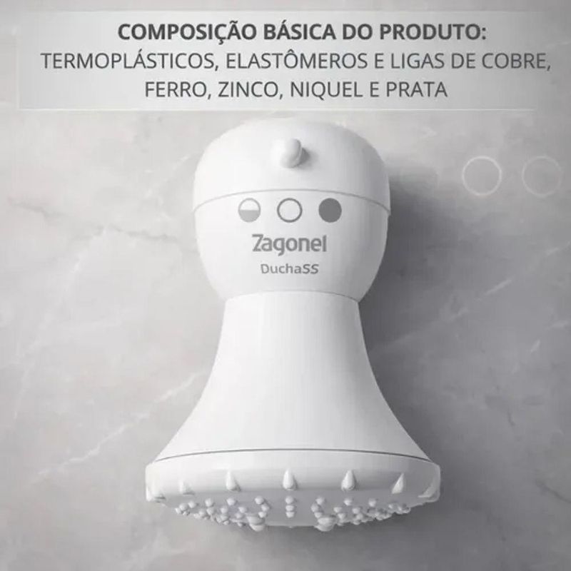 Ducha Elétrica SS 3T 5200W Instalação Prática Branca Zagonel 220V