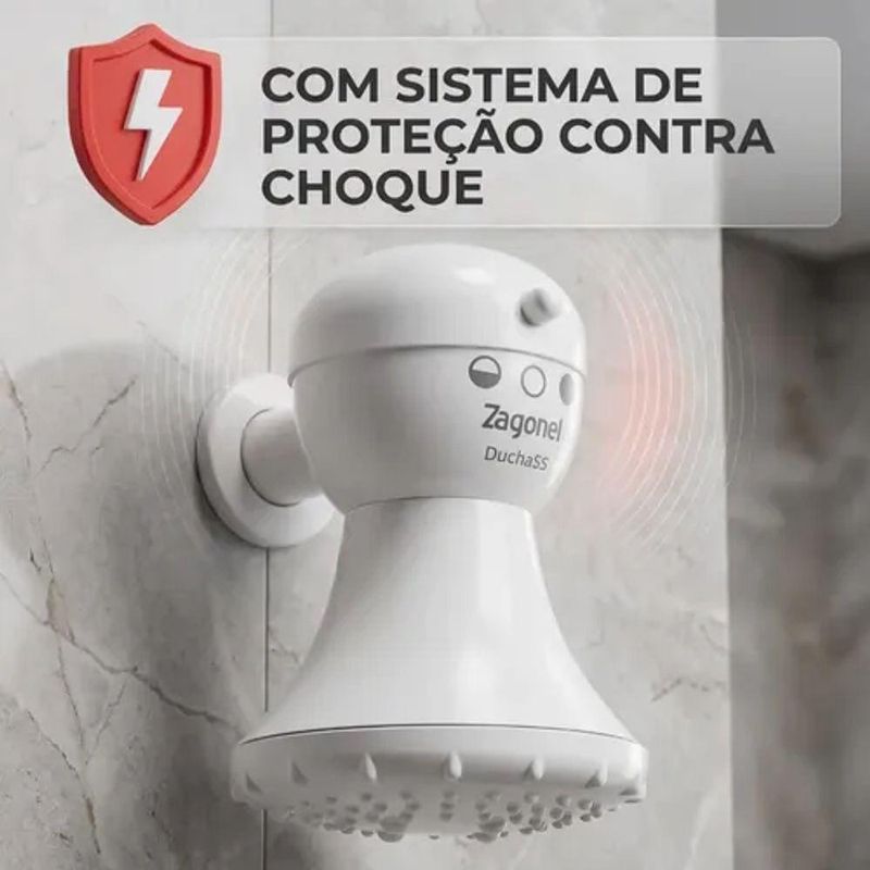Ducha Elétrica SS 3T 5200W Instalação Prática Branca Zagonel 220V