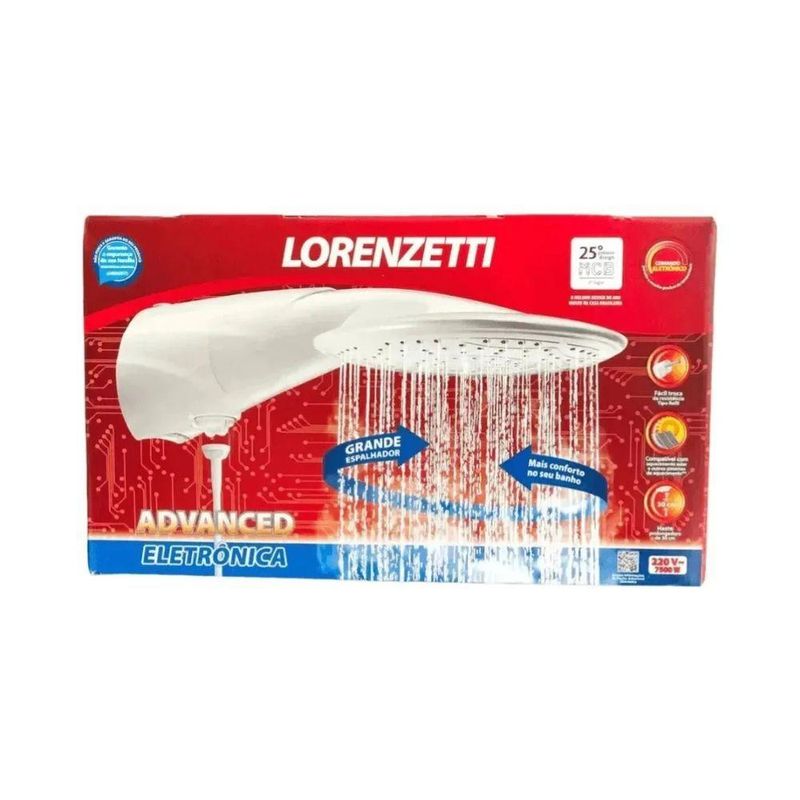 Ducha Elétrica Advance Eletr 7500W Controle Eletrônico Branco Lorenzetti