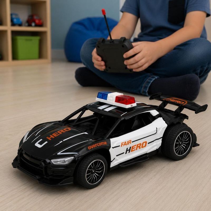 Carrinho de Controle Remoto Policia Esportivo Veloz Escala 1:22 Recarregavelusb Yeet
