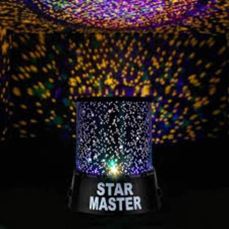 Abajur Projetor Teto Parede Infantil Estrelas Coloridas Preto Led Usb Yeet