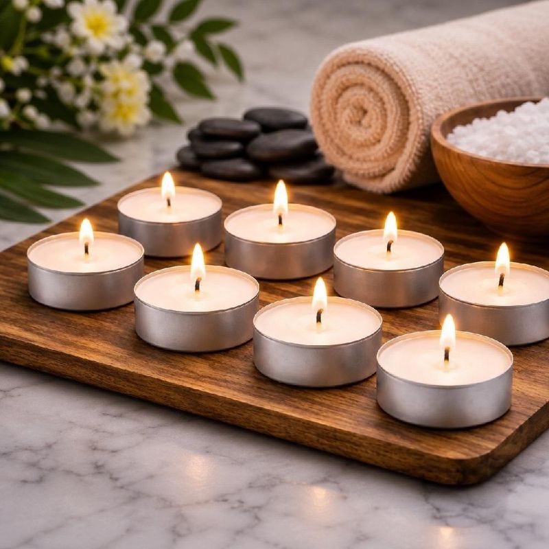 Vela Rechaud Decorativa Kit 50 Velas Brancas Base Aluminio Iluminacao Suave Romantica Casamento Mesa