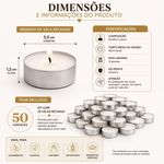 Vela Rechaud Decorativa Kit 50 Velas Brancas Base Aluminio Iluminacao Suave Romantica Casamento Mesa