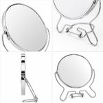 Espelho de Mesa Aumento 5x Dupla Face Redondo Giratorio Multiuso Banheiro Penteadeira Inox Yeet