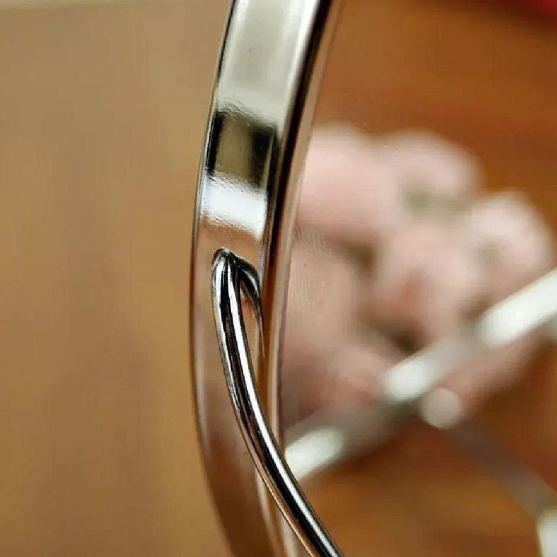 Espelho de Mesa Aumento 5x Dupla Face Redondo Giratorio Multiuso Banheiro Penteadeira Inox Yeet