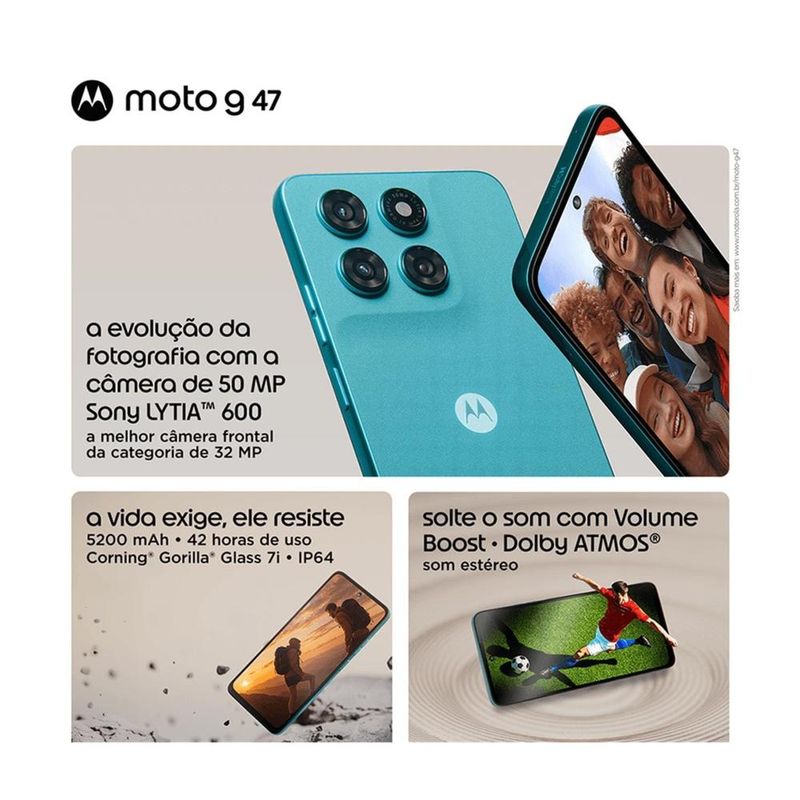 Smartphone motorola moto g47 5g 128gb 4gb ram câmera 50mp grafite