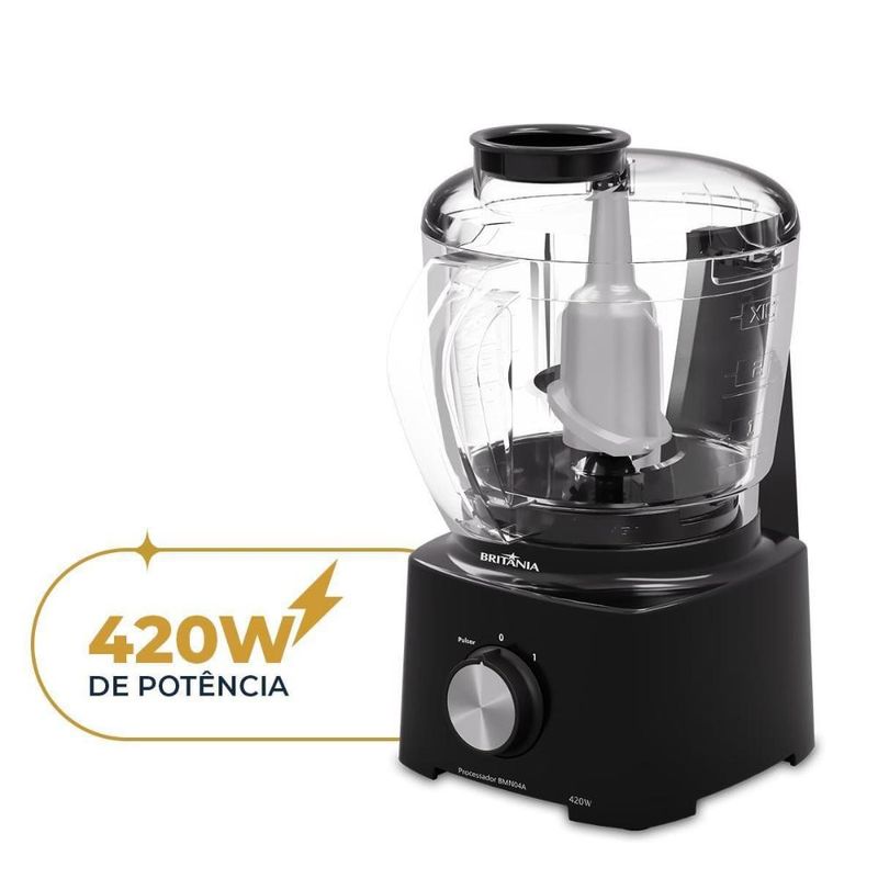 Processador de alimentos britânia bmn04a 420w 500ml lâmina inox