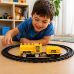Trenzinho Infantil Classico Ferrorama Construção com Trilhos Motor a Pilha Locomotiva Yeet