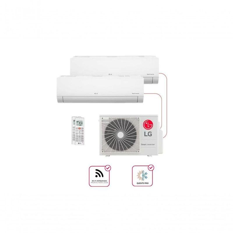 Ar Condicionado Multi Split Inverter LG 2x Evap Hiwall 12000 BTUS Quente e Frio 220V AMNW12GSJA1