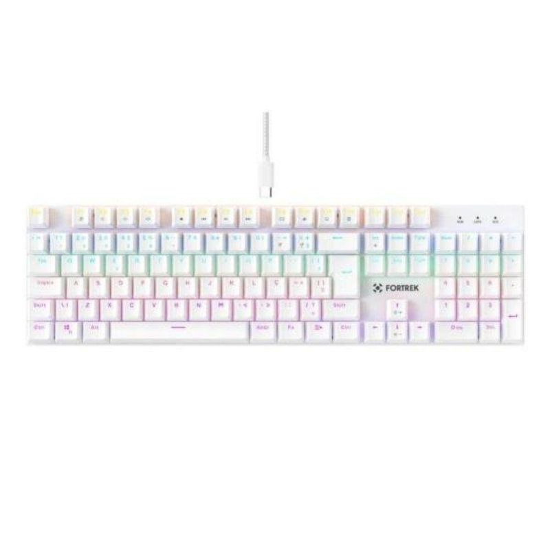 Teclado Gamer Mecânico Fortrek Gravity 100 Fullsized Switches Outemu Red Iluminação Rainbow Branco