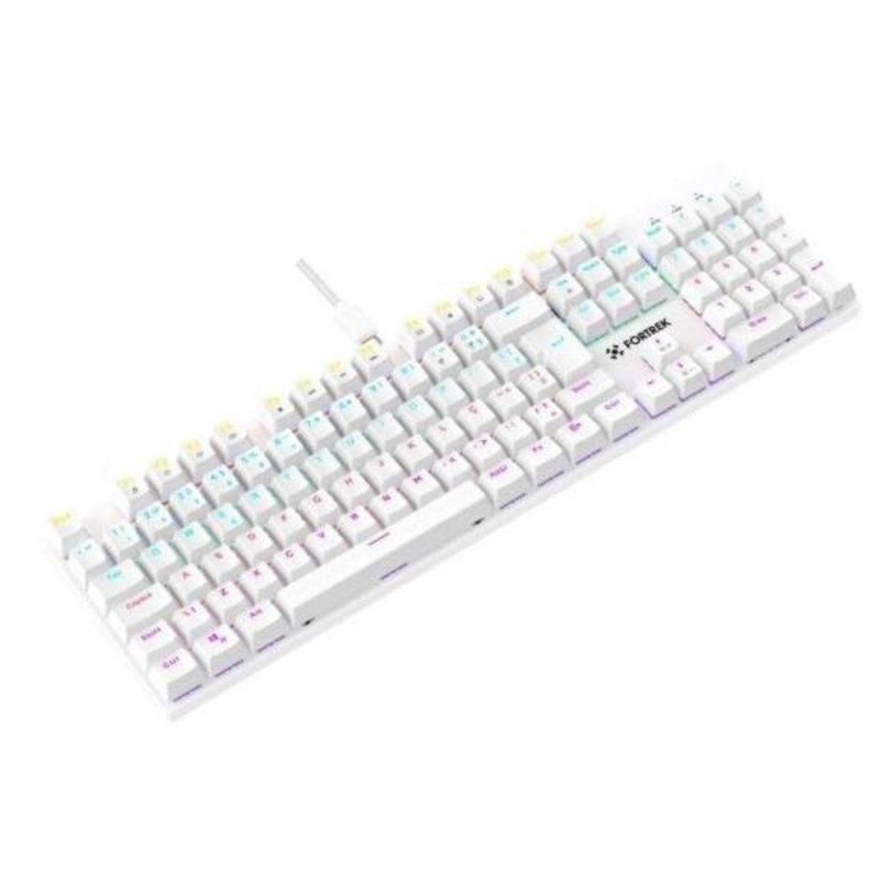 Teclado Gamer Mecânico Fortrek Gravity 100 Fullsized Switches Outemu Red Iluminação Rainbow Branco