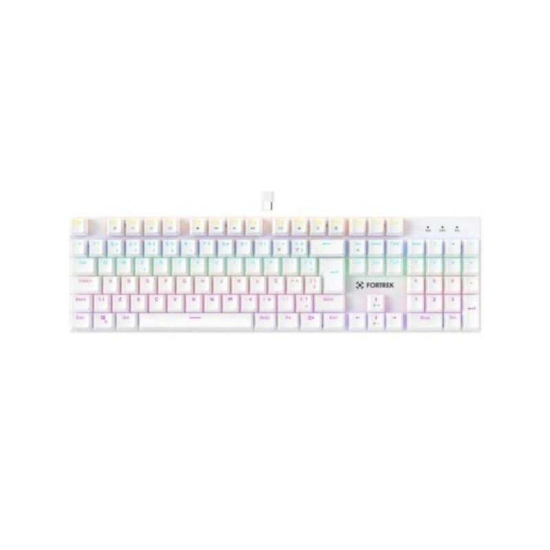 Teclado Gamer Mecânico Fortrek Gravity 100 Fullsized Switches Outemu Red Iluminação Rainbow Branco