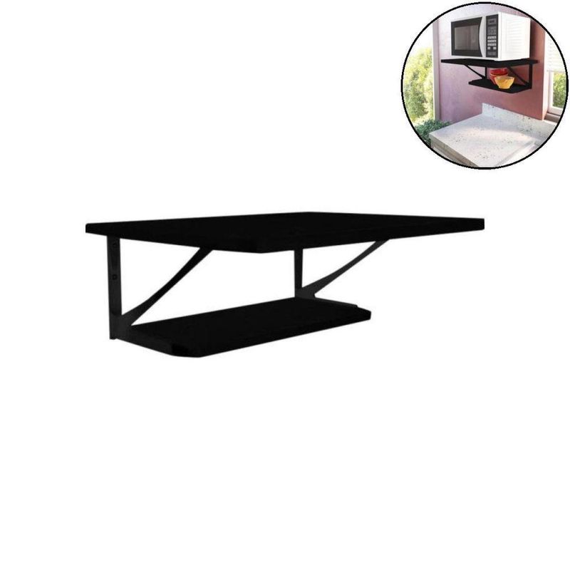 Kit Prateleiras Decore Retangular MDP Preto Multivisão 3 Peças