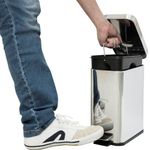 Lixeira retangular 5 litros aço inox slin kala pedal antiderrapante