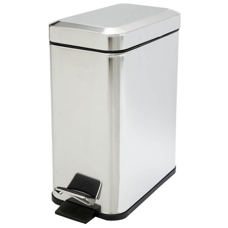 Lixeira retangular 5 litros aço inox slin kala pedal antiderrapante