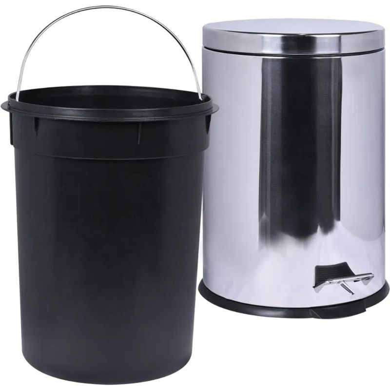 Lixeira redonda 20 litros aço inox com pedal kala