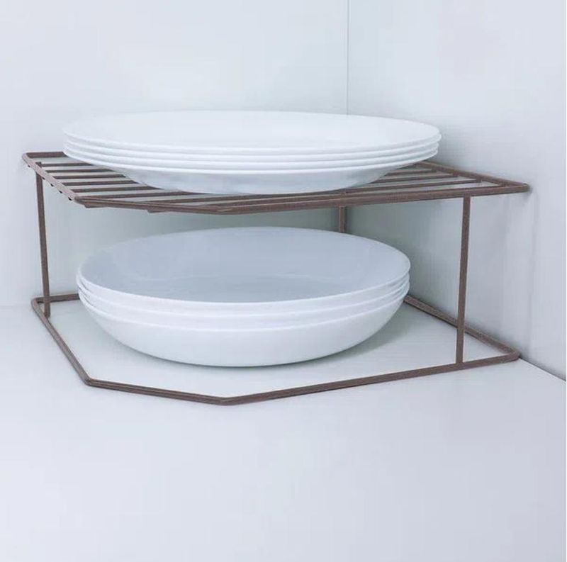 Organizador pratos louças para pia horizontal 2 niveis metalizado lavanda 990746 bel