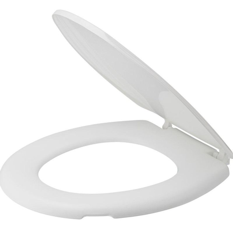 Assento sanitário almofadado branco liege eva pp nylon pu ecológico rebaixo higiênico compatível oval