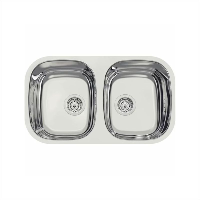 Cuba dupla retangular vertical aço inox alto brilho 77x45 tramontina