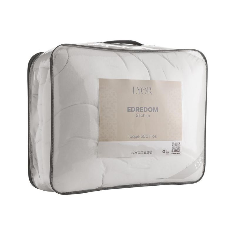 Edredom hotel saphira casal toque 300 fios branco poliéster