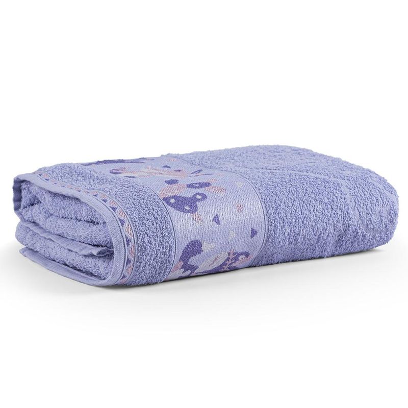 Toalha de banho avulsa minimi infantil 100% algodão - 1,15m x 75cm - foxy raposa - lilás