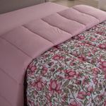 Edredom cobertor sonnet solteiro malha estampada dupla face 100% algodão - flores - rosê