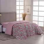 Edredom cobertor sonnet queen malha estampada dupla face 100% algodão - flores - rosê