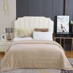 Cobertor veneza queen manta ultrasoft premium listrada extra macia - bege