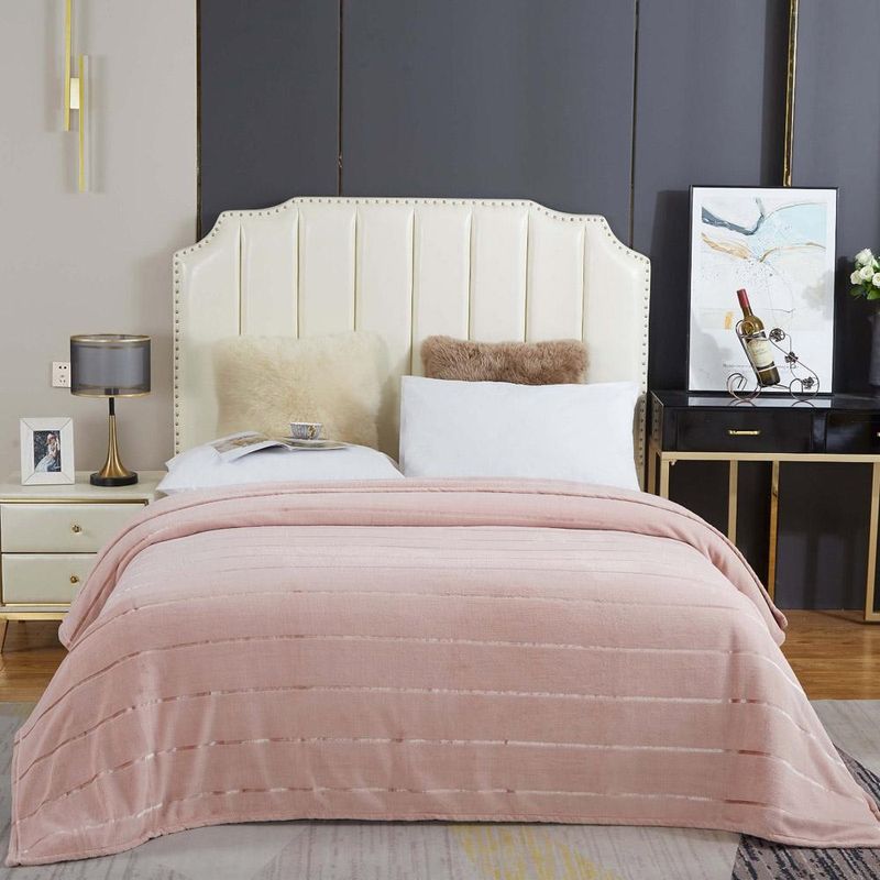 Cobertor veneza queen manta ultrasoft premium listrada extra macia - rosê