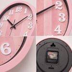 Relogio de Parede Analogico Moderno Numeros Grandes Silencioso Rosa 30cm Redondo Ghittoni