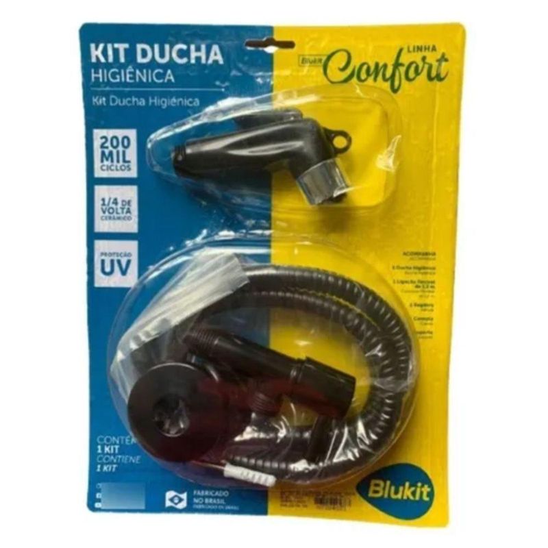 Ducha Higiênica Pop com Gatilho Mecanismo 200 Mil Ciclos Blukit Preto