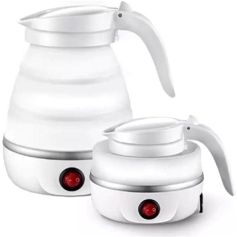 Chaleira Elétrica Dobrável Outras Marcas 600W 600ML Silicone Branco 110V