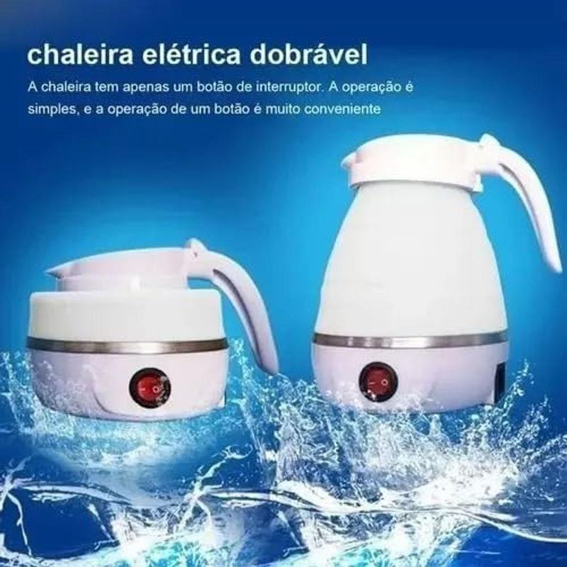 Chaleira Elétrica Dobrável Outras Marcas 600W 600ML Silicone Branco 110V