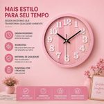 Relogio de Parede Analogico Moderno Numeros Grandes Silencioso Rosa 30cm Redondo Ghittoni