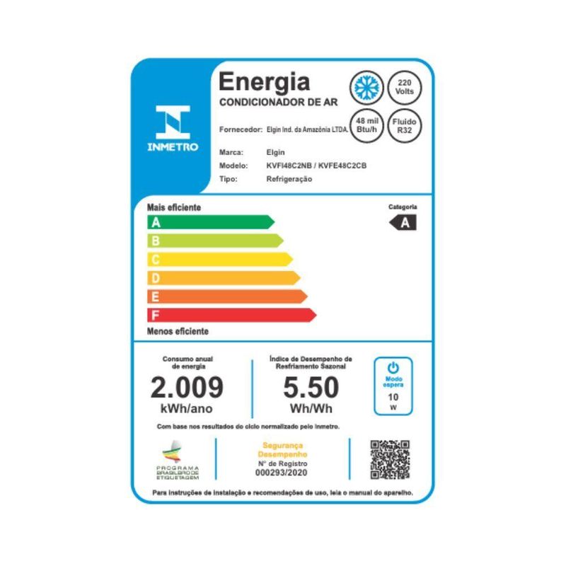 Ar Condicionado Split Cassete 4 Vias Elgin Eco 48000 BTUs Frio Inverter 220V R32 (KVFE48C2CB)