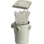 Caixa de Gordura Redonda com Cesto e Tampa para Sistemas de Esgoto Sanitário 216L PVC Amanco