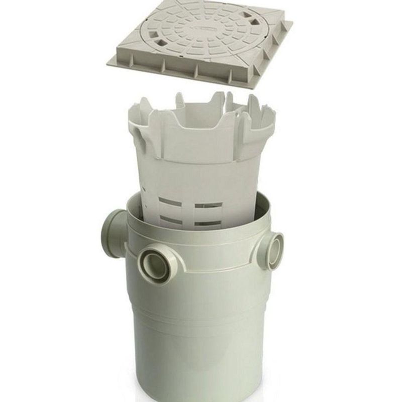 Caixa de Gordura Redonda com Cesto e Tampa para Sistemas de Esgoto Sanitário 216L PVC Amanco