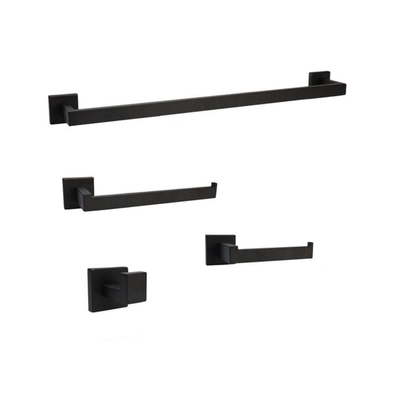 Kit para Banheiro Quadrado 4 Peças Inox Escovado Preto Aço Inoxidável Fosco Santana