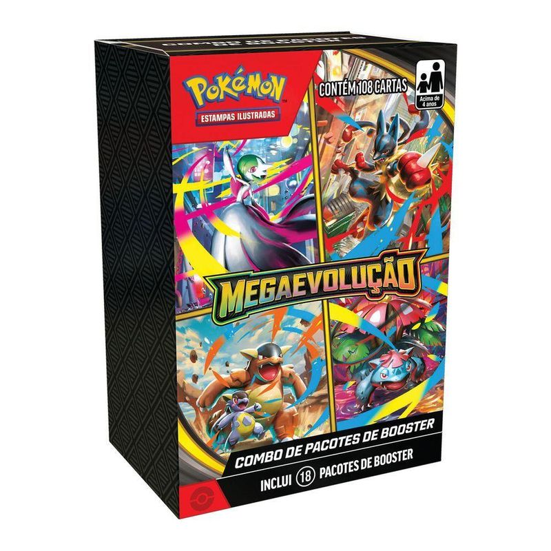 Booster Pokemon Megaevolução Combo Colecionável 18 Unidades 108 Cartas Arco-íris