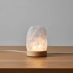 Luminária de Mesa Abajur Pedra Natural Quartzo Iluminação Aconchegante Branco 110V