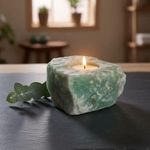 Porta Vela Decorativo Pedra Natural Cristal Quartzo Verde Exclusivo